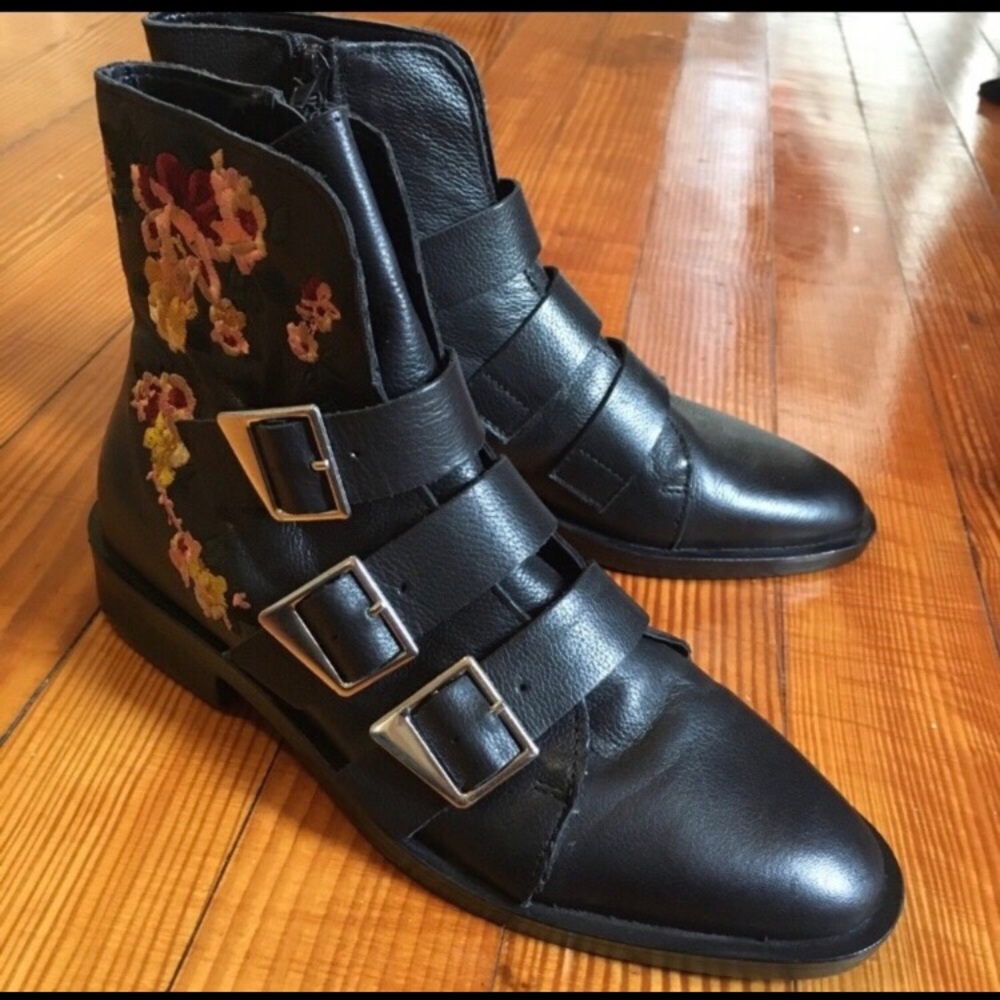 Zara Embroidered Combat Boots